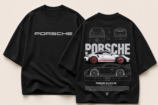 Porsche 911 GT3 RS Blueprint Oversized Graphic Tee
