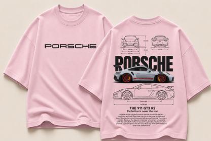 Porsche 911 GT3 RS Perfection Blueprint Oversized Graphic Tee