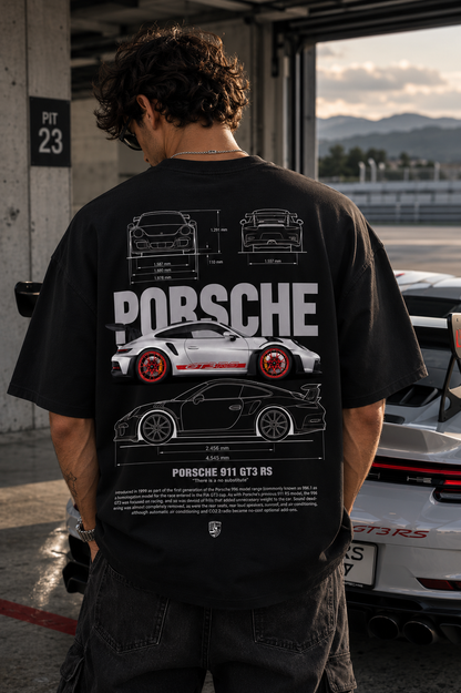 Porsche 911 GT3 RS Blueprint Oversized Graphic Tee