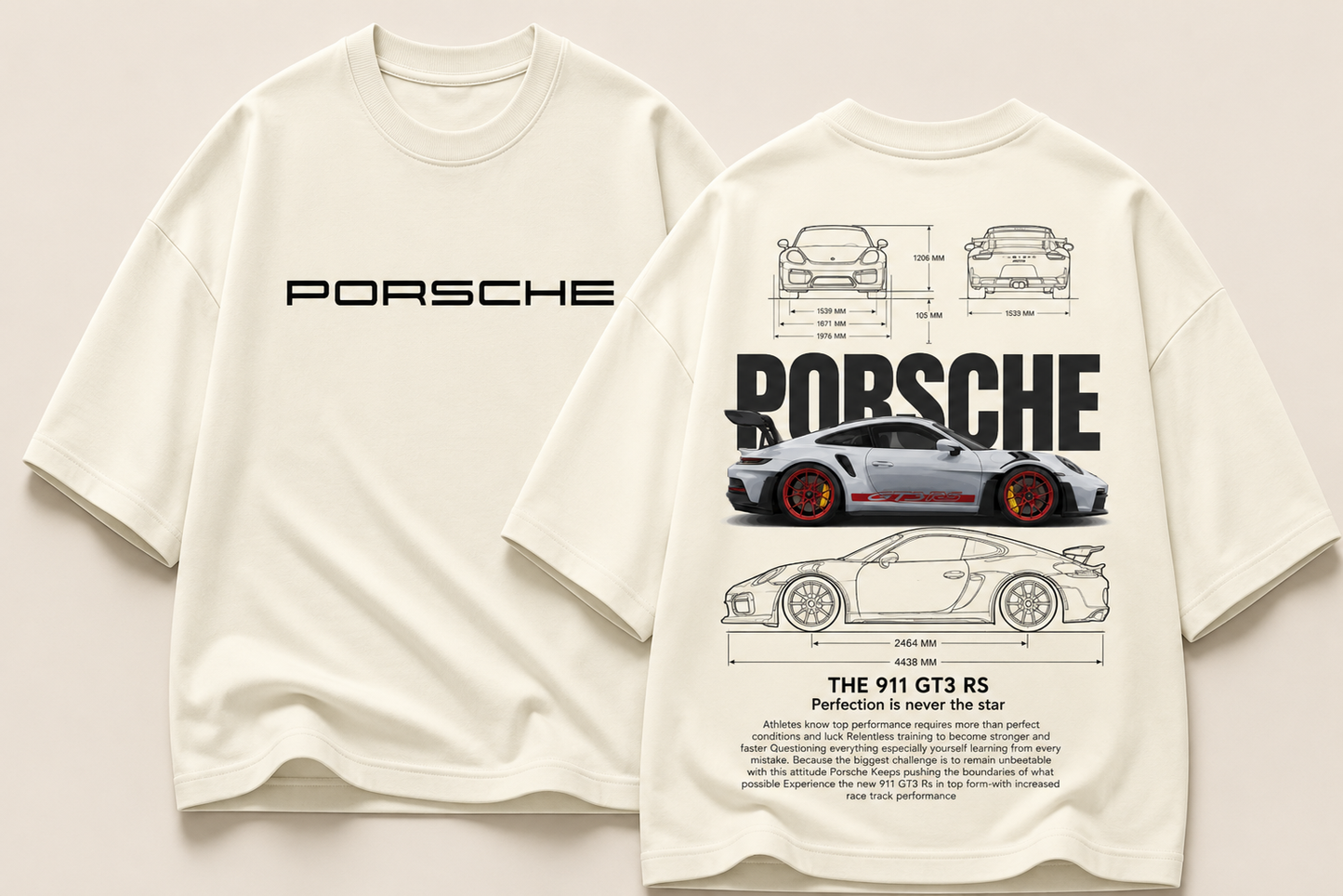 Porsche 911 GT3 RS Perfection Blueprint Oversized Graphic Tee