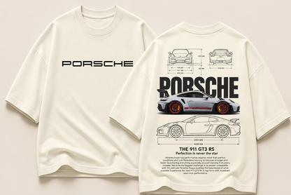 Porsche 911 GT3 RS Perfection Blueprint Oversized Graphic Tee