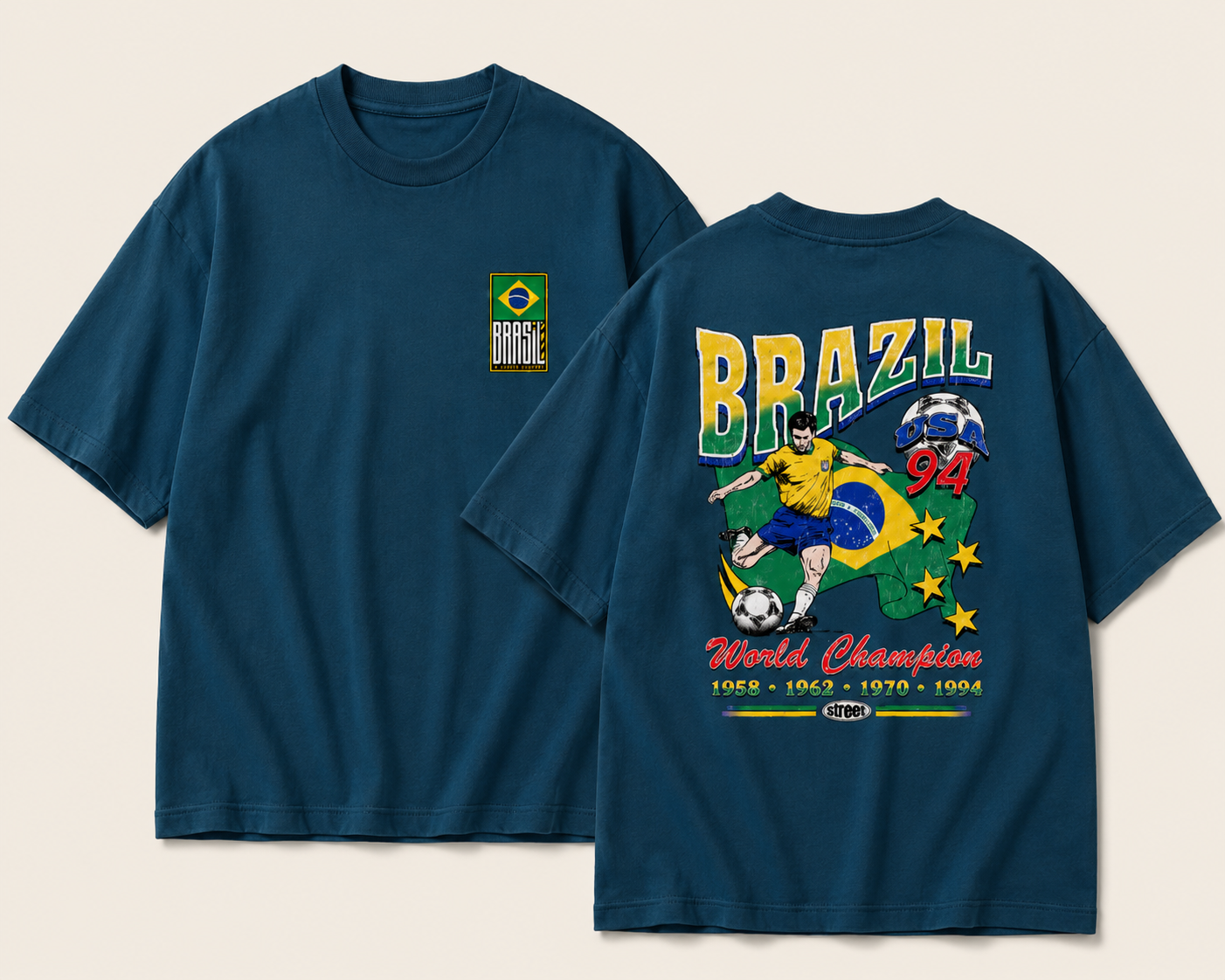 Brazil 94 – World Champions Unisex Oversized Vintage Graphic Tee