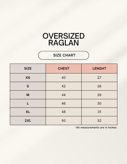 Unisex Oversized Raglan Plain Tee