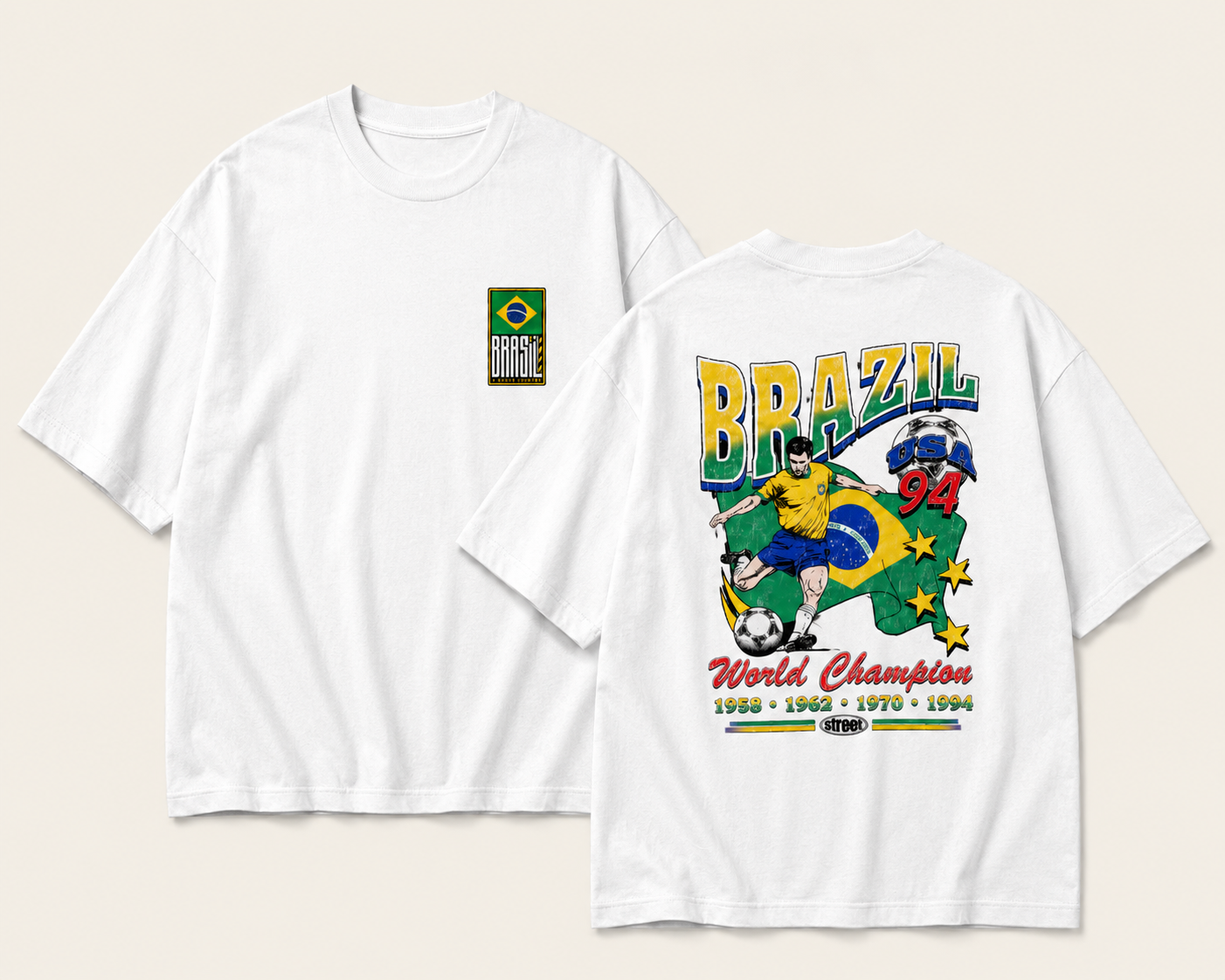 Brazil 94 – World Champions Unisex Oversized Vintage Graphic Tee
