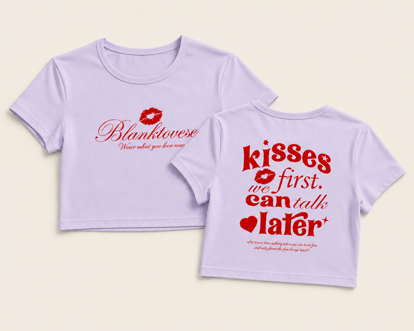 Kisses First, We Can Talk Later Baby Crop Tee