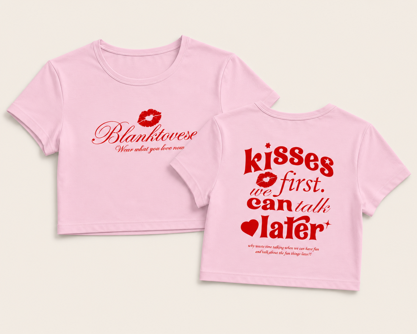 Kisses First, We Can Talk Later Baby Crop Tee