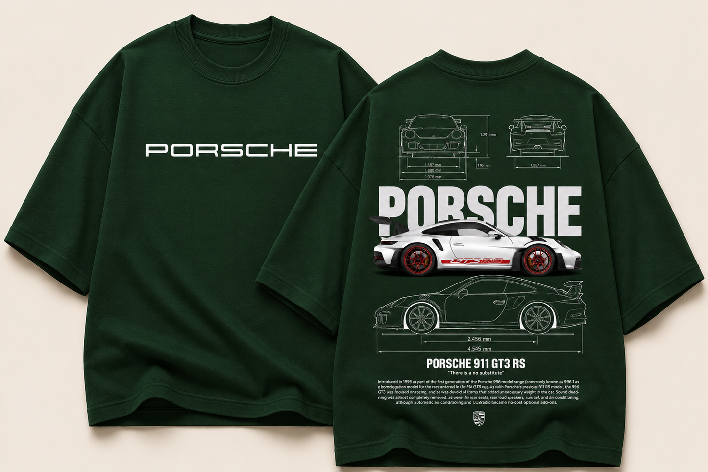 Porsche 911 GT3 RS Blueprint Oversized Graphic Tee