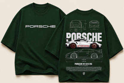 Porsche 911 GT3 RS Blueprint Oversized Graphic Tee