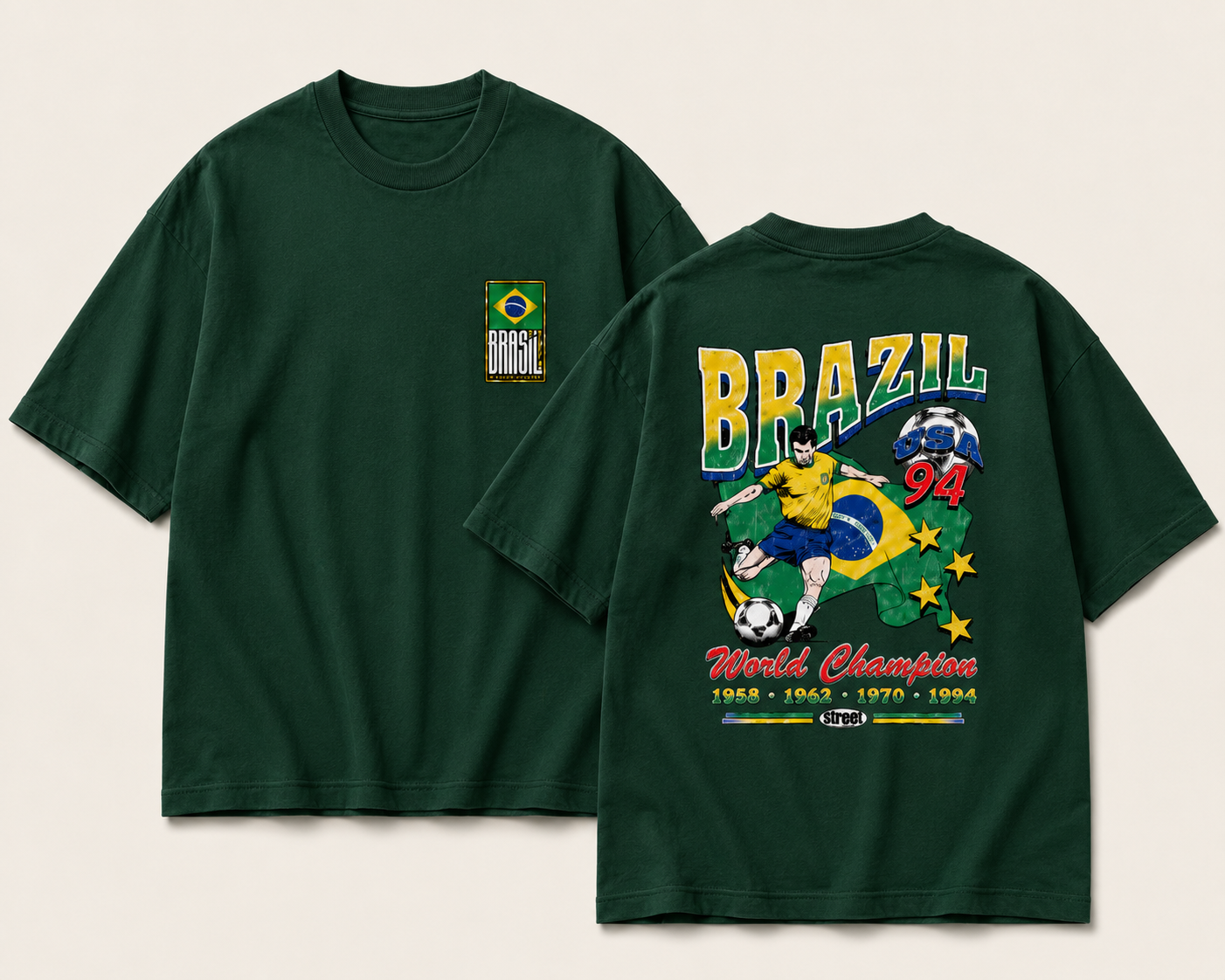 Brazil 94 – World Champions Unisex Oversized Vintage Graphic Tee