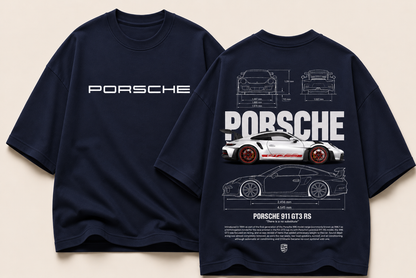 Porsche 911 GT3 RS Blueprint Oversized Graphic Tee