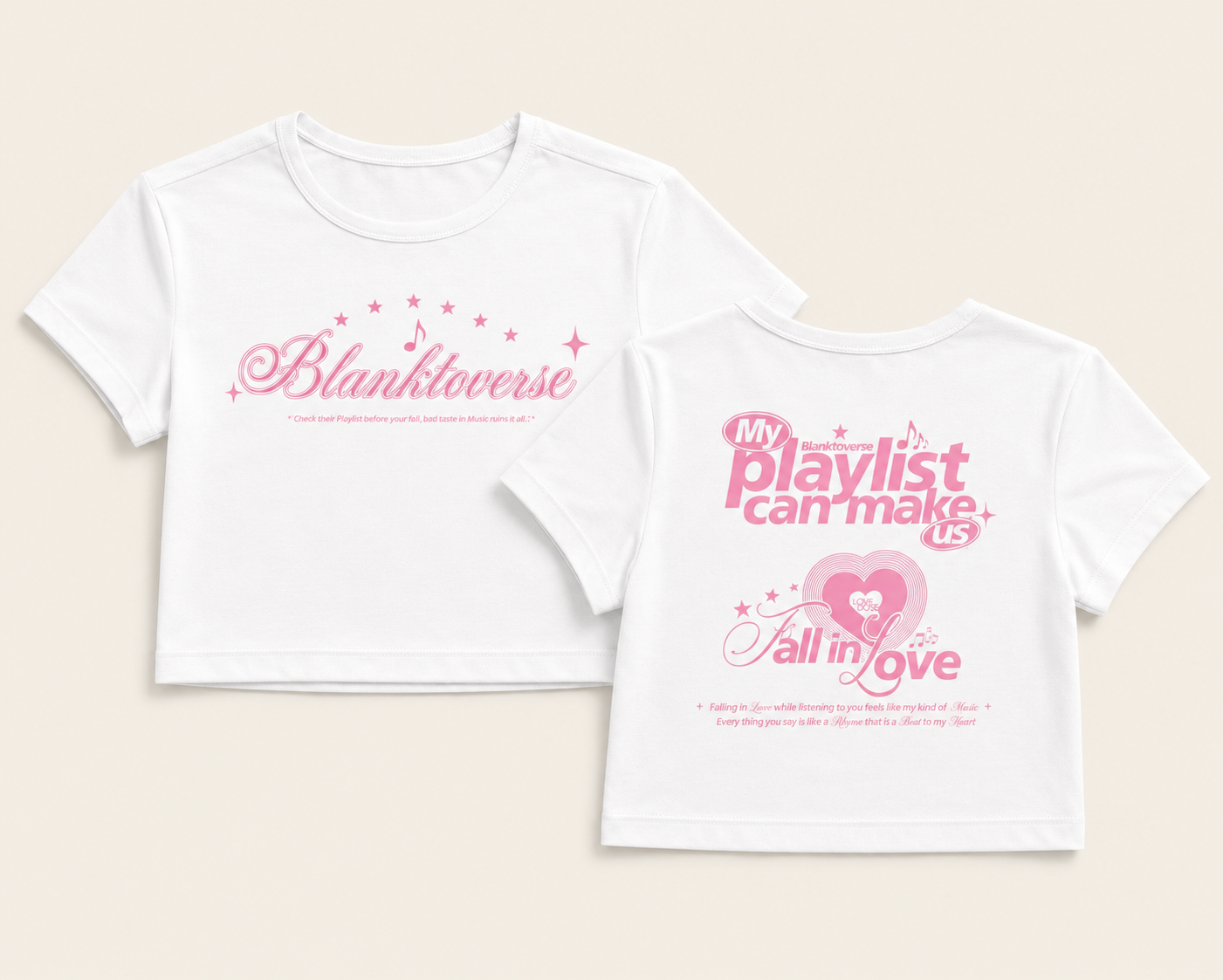 My Playlist Can Make Us Fall in Love Baby Crop Tee