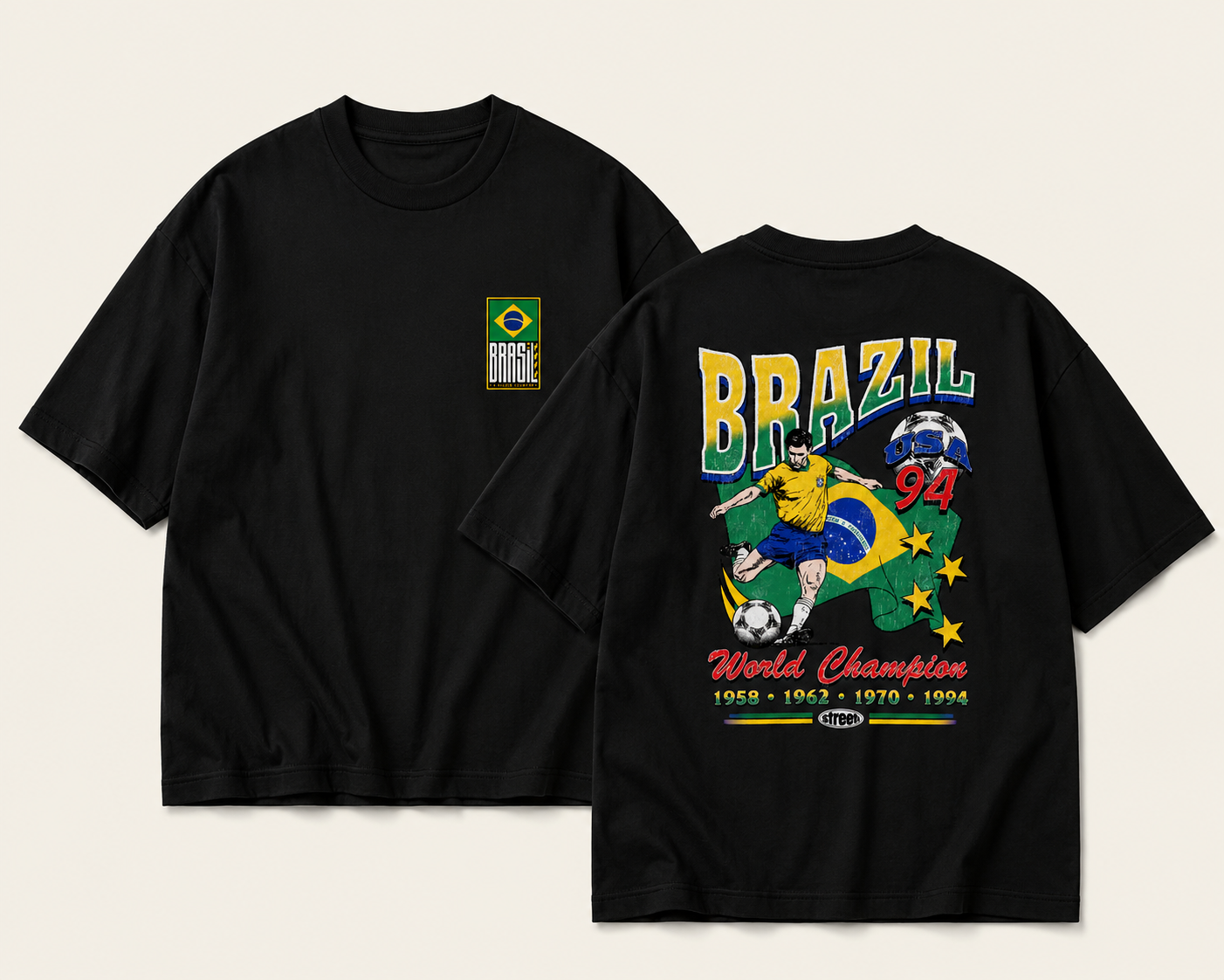 Brazil 94 – World Champions Unisex Oversized Vintage Graphic Tee