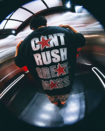 Can't Rush Greatness – Unisex Terry Oversized Tee