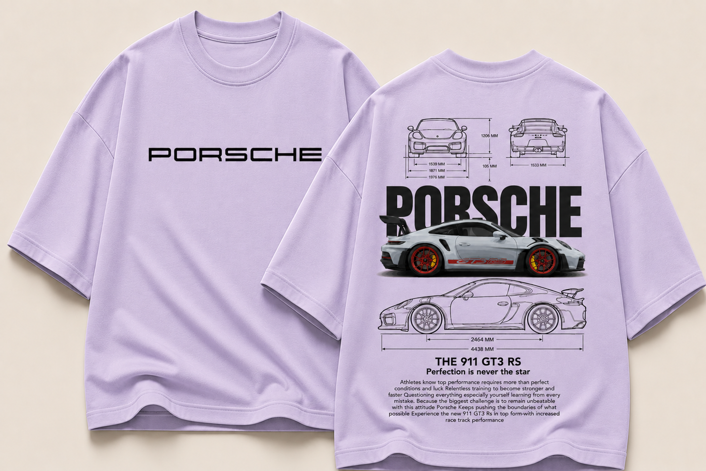 Porsche 911 GT3 RS Perfection Blueprint Oversized Graphic Tee