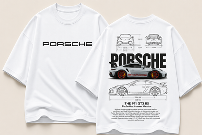 Porsche 911 GT3 RS Perfection Blueprint Oversized Graphic Tee