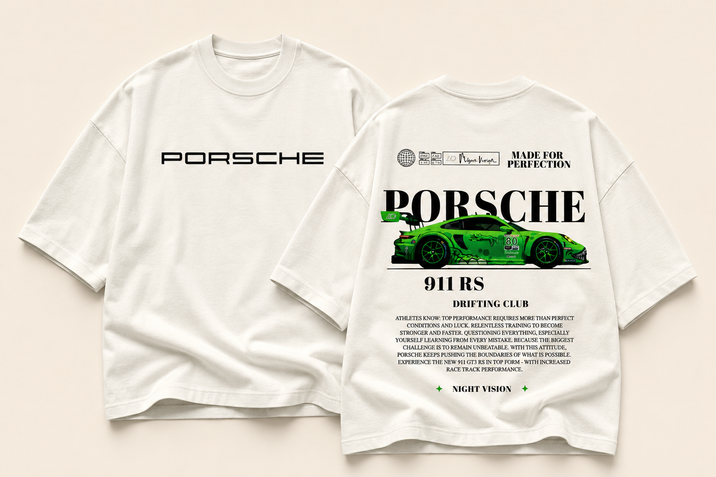Porsche 911 RS Night Vision Oversized Graphic Tee