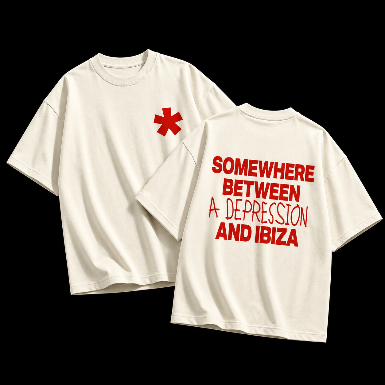 Somewhere Between A Depression And Ibiza – Terry Oversized Graphic Tee
