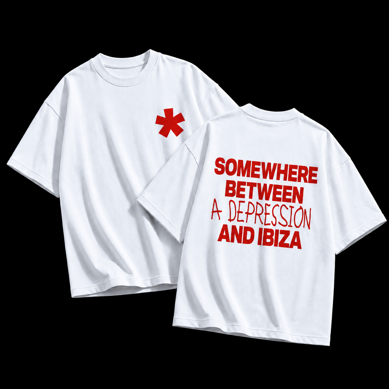 Somewhere Between A Depression And Ibiza – Terry Oversized Graphic Tee