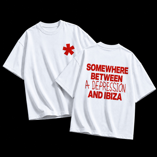 Somewhere Between A Depression And Ibiza – Terry Oversized Graphic Tee