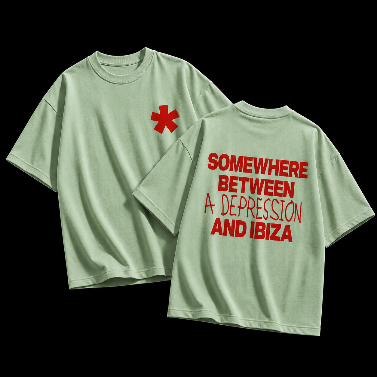 Somewhere Between A Depression And Ibiza – Terry Oversized Graphic Tee
