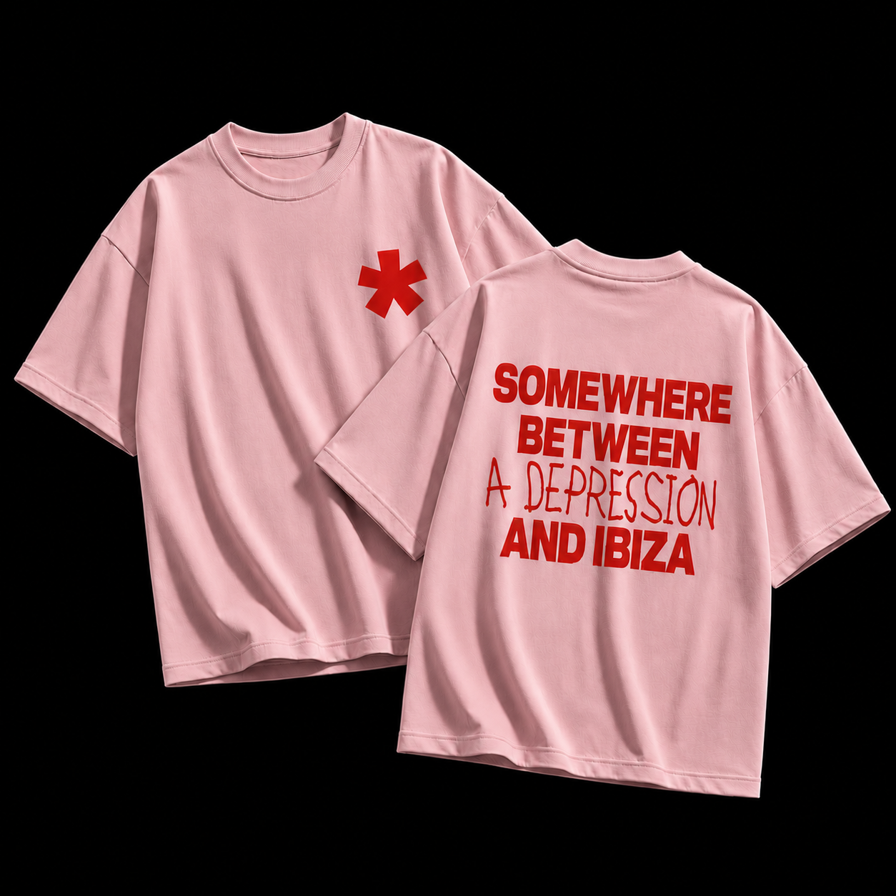 Somewhere Between A Depression And Ibiza – Terry Oversized Graphic Tee