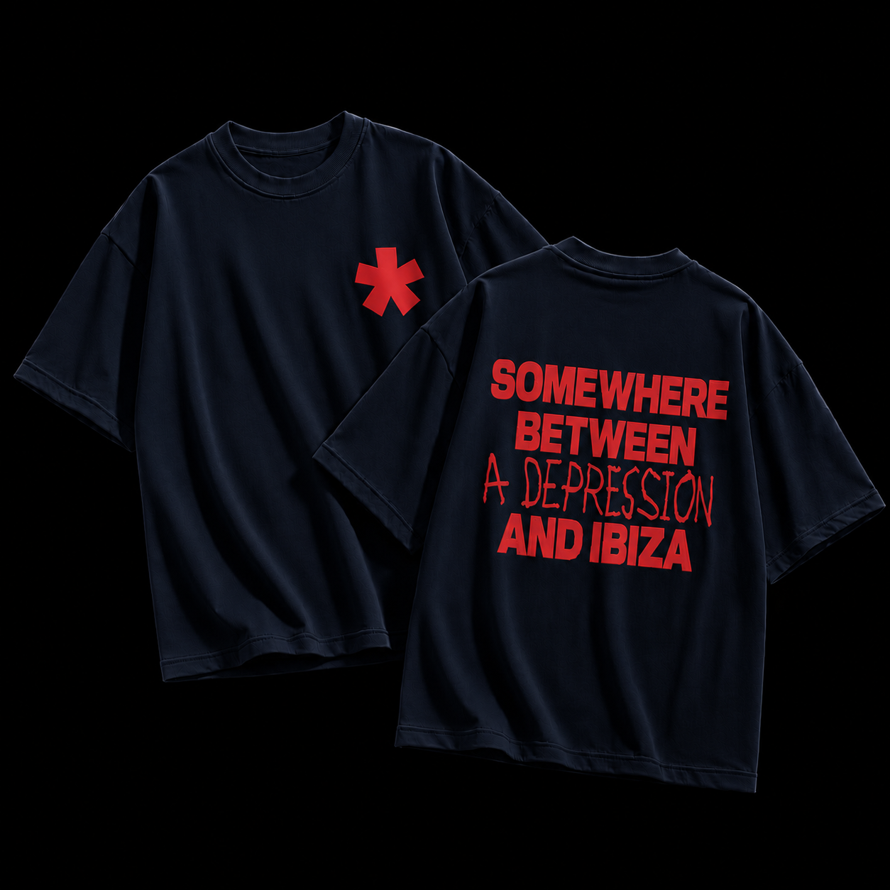 Somewhere Between A Depression And Ibiza – Terry Oversized Graphic Tee