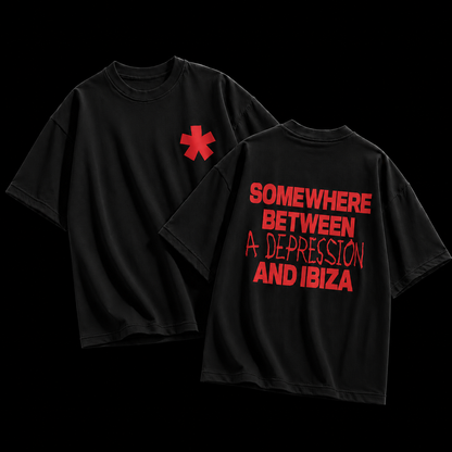 Somewhere Between A Depression And Ibiza – Terry Oversized Graphic Tee