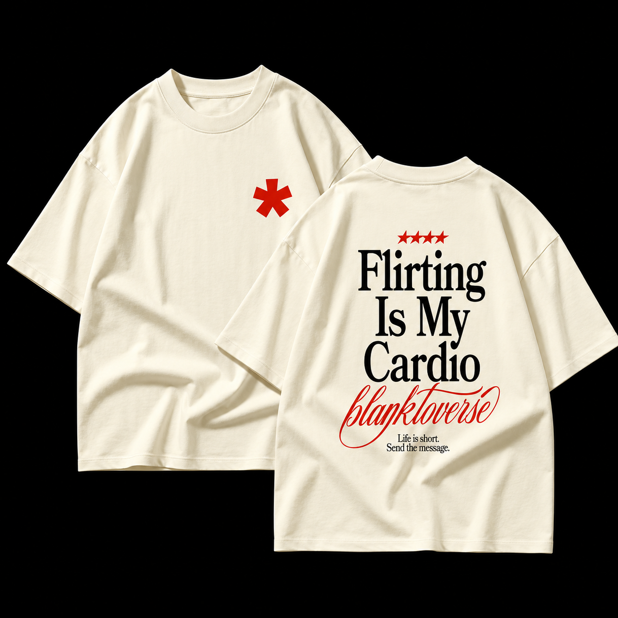 Flirting Is My Cardio – Terry Oversized Graphic Tee | Blanktoverse