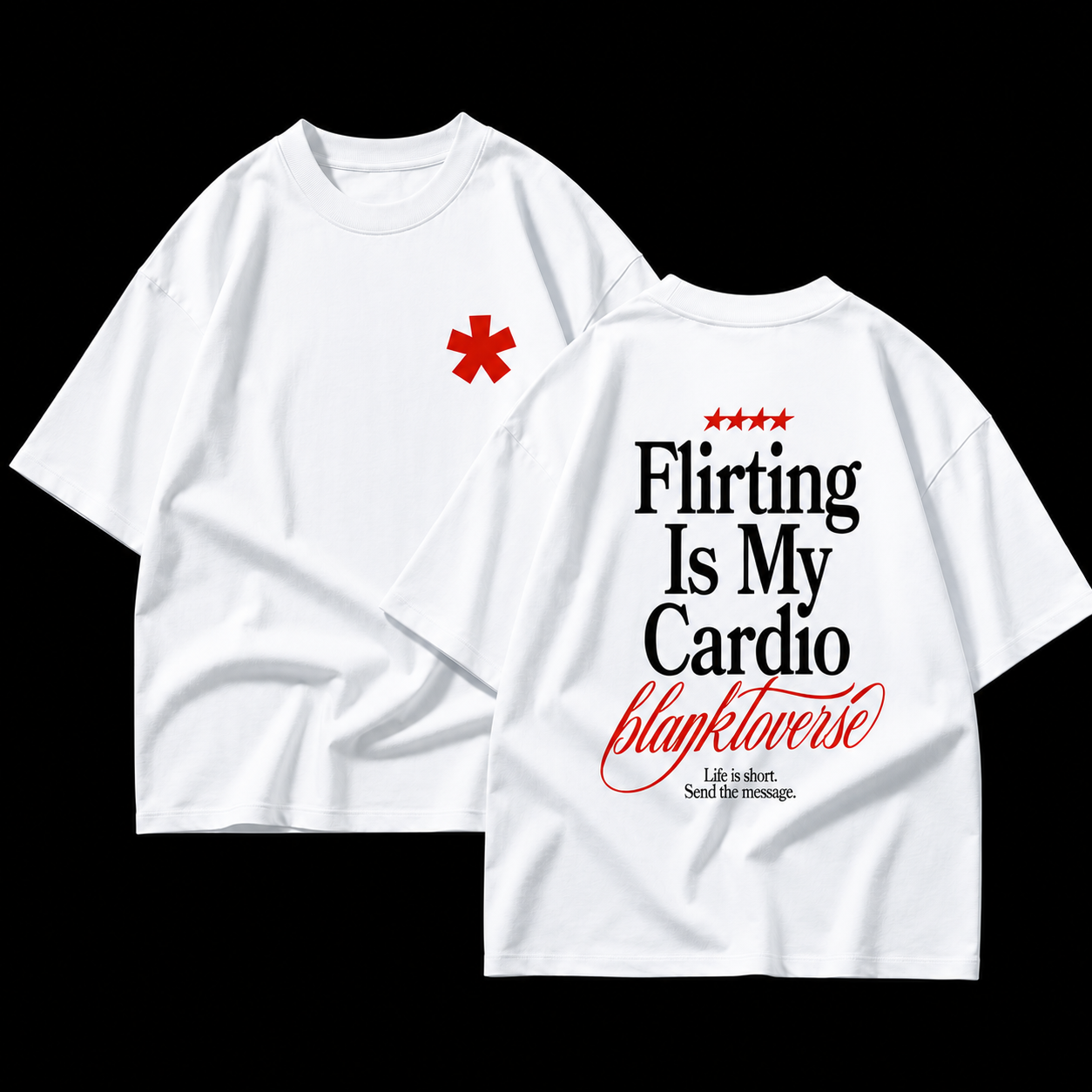 Flirting Is My Cardio – Terry Oversized Graphic Tee | Blanktoverse
