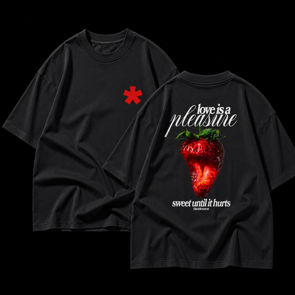 Love is a Pleasure (Dark Edition) – Terry Oversized Graphic Tee | Blanktoverse