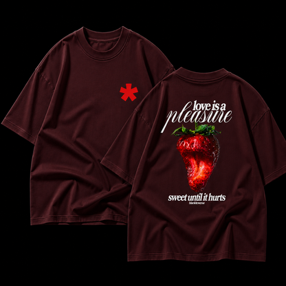 Love is a Pleasure (Dark Edition) – Terry Oversized Graphic Tee | Blanktoverse
