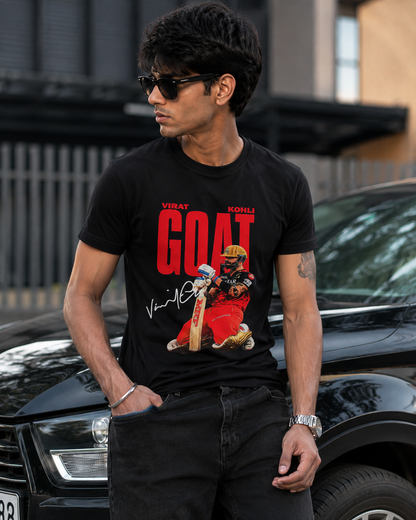 Virat Kohli GOAT Slim Fit Graphic Tee – Melange Edition