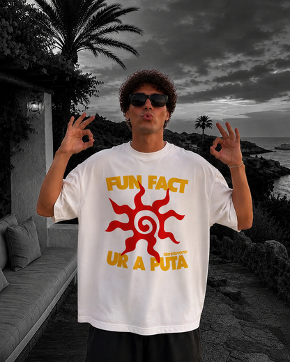 Fun Fact Ur a Puta – Terry Oversized Graphic Tee | Blanktoverse