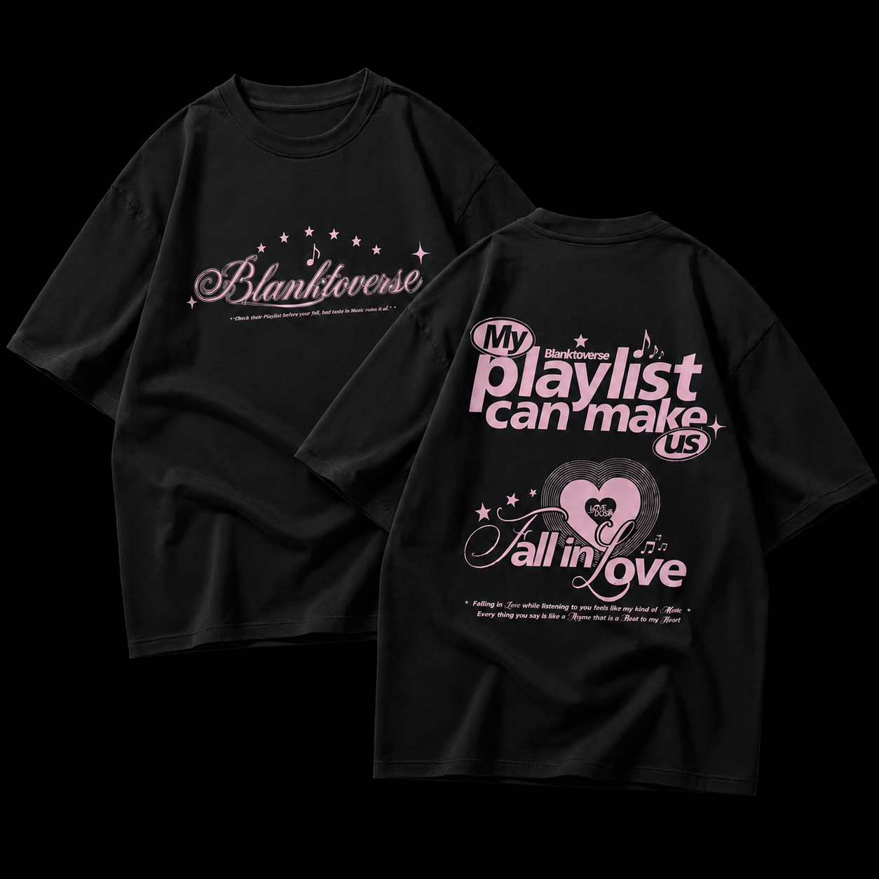 My Playlist Can Make Us Fall in Love – Terry Oversized Graphic Tee | Blanktoverse