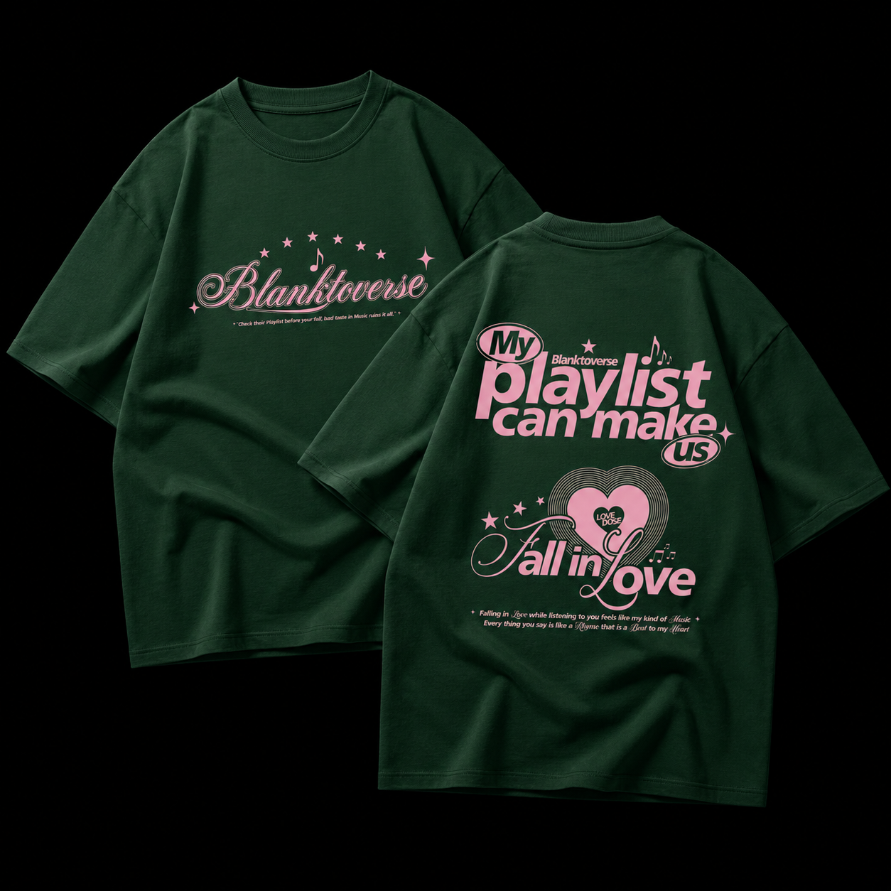 My Playlist Can Make Us Fall in Love – Terry Oversized Graphic Tee | Blanktoverse
