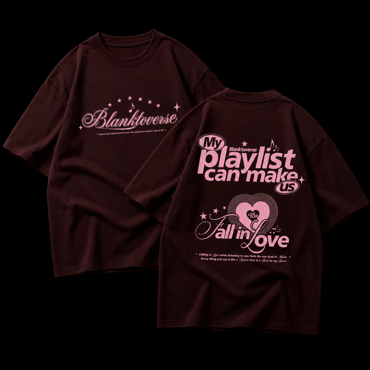My Playlist Can Make Us Fall in Love – Terry Oversized Graphic Tee | Blanktoverse