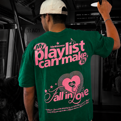 My Playlist Can Make Us Fall in Love – Terry Oversized Graphic Tee | Blanktoverse