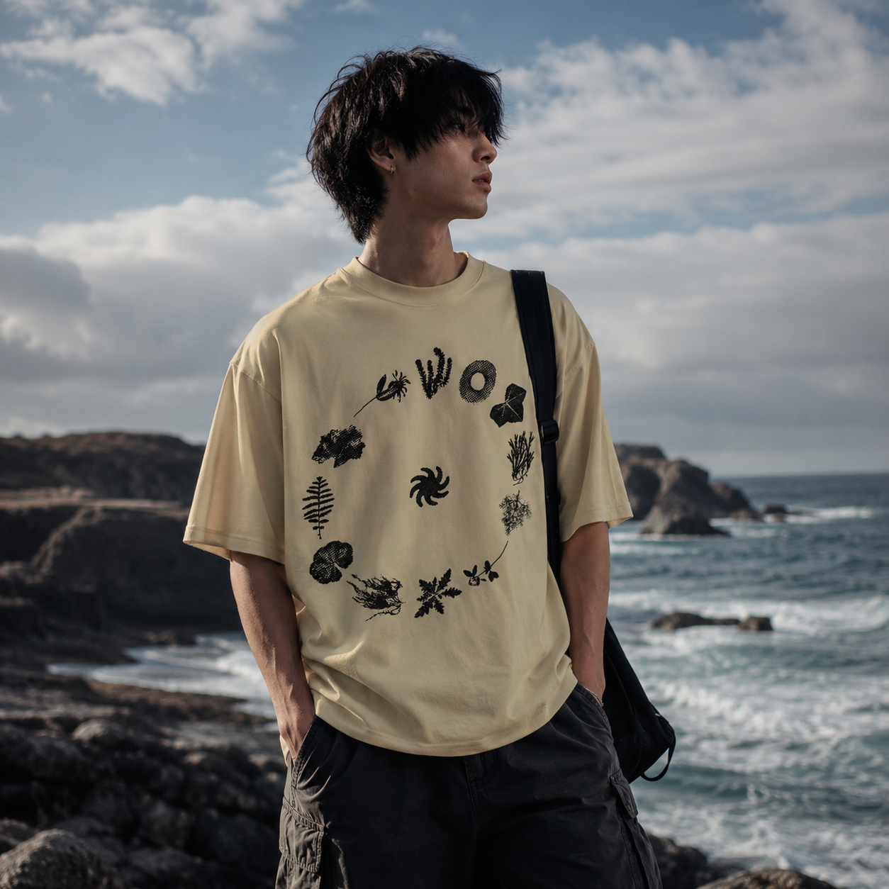 FIELD & INK — BOTANICAL WREATH OVERSIZED TEE