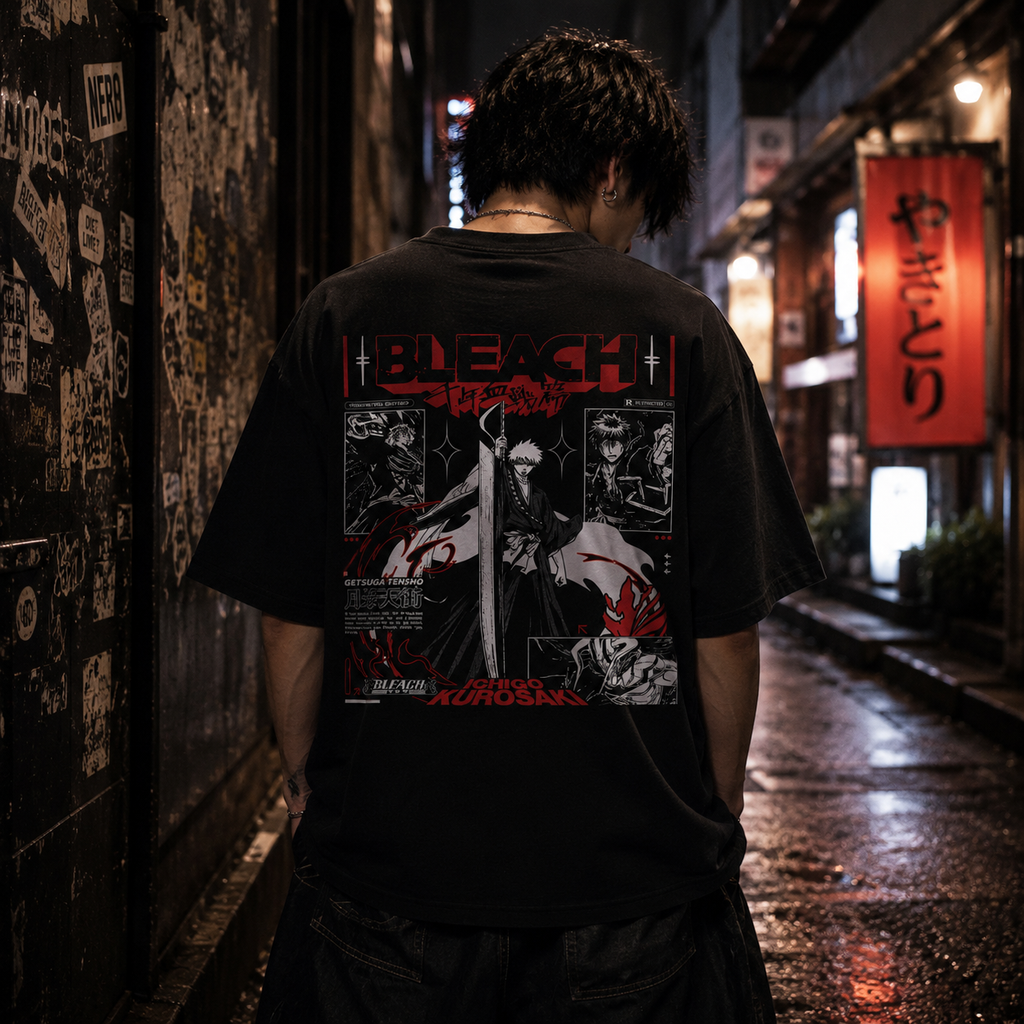 ICHIGO KUROSAKI — BLEACH ANIME OVERSIZED TEE (DARK EDITION)