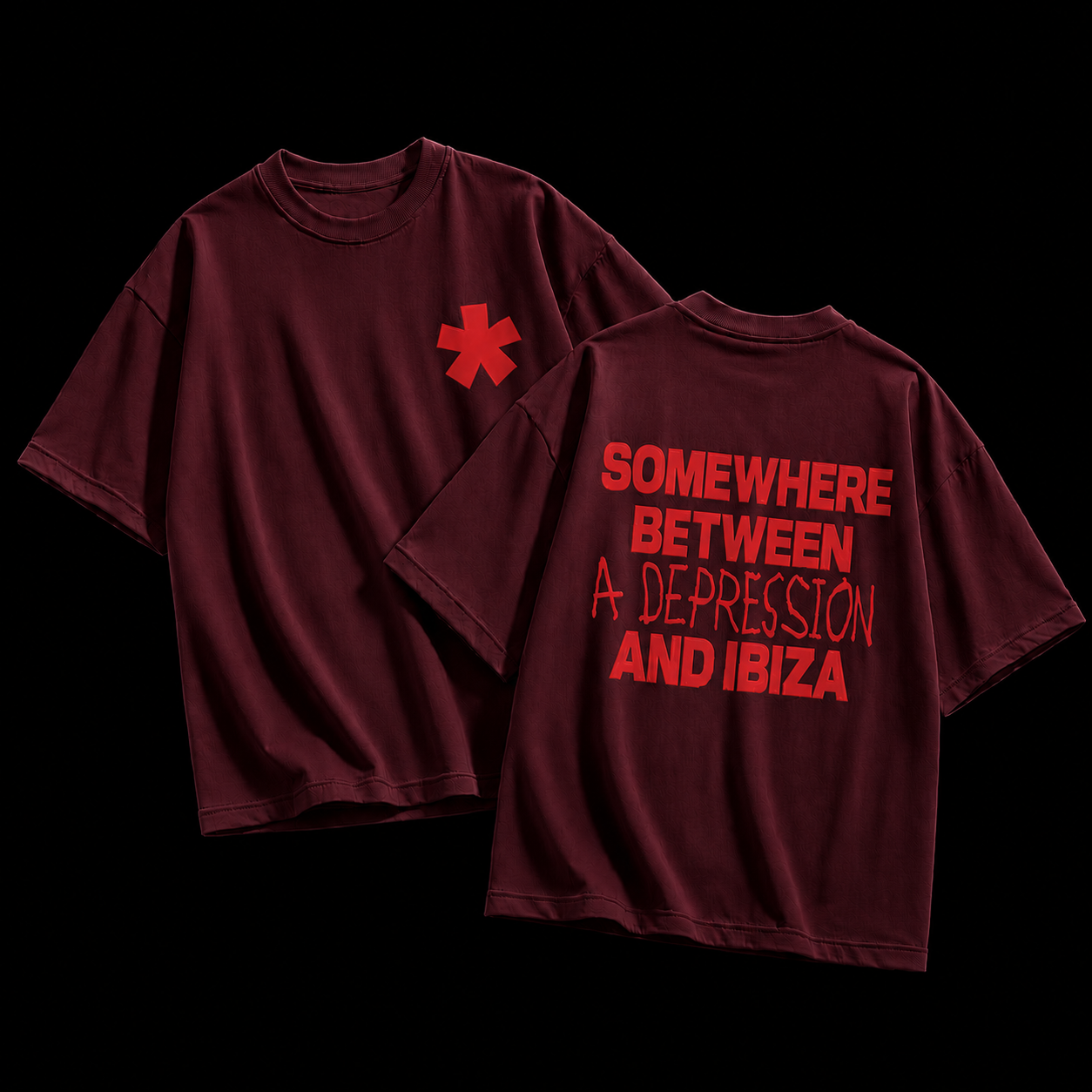 Somewhere Between A Depression And Ibiza – Terry Oversized Graphic Tee