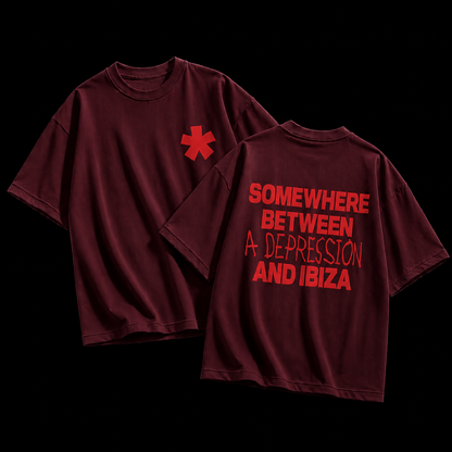 Somewhere Between A Depression And Ibiza – Terry Oversized Graphic Tee