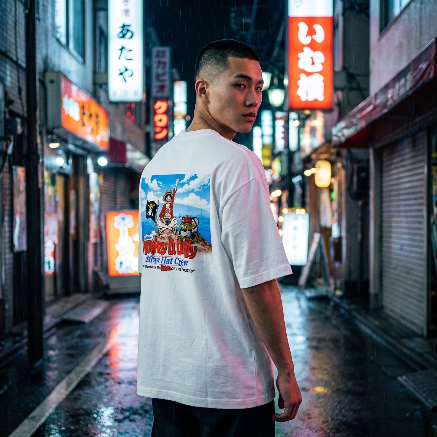 Captain Monkey D. Luffy – Straw Hat Crew Oversized Graphic Tee