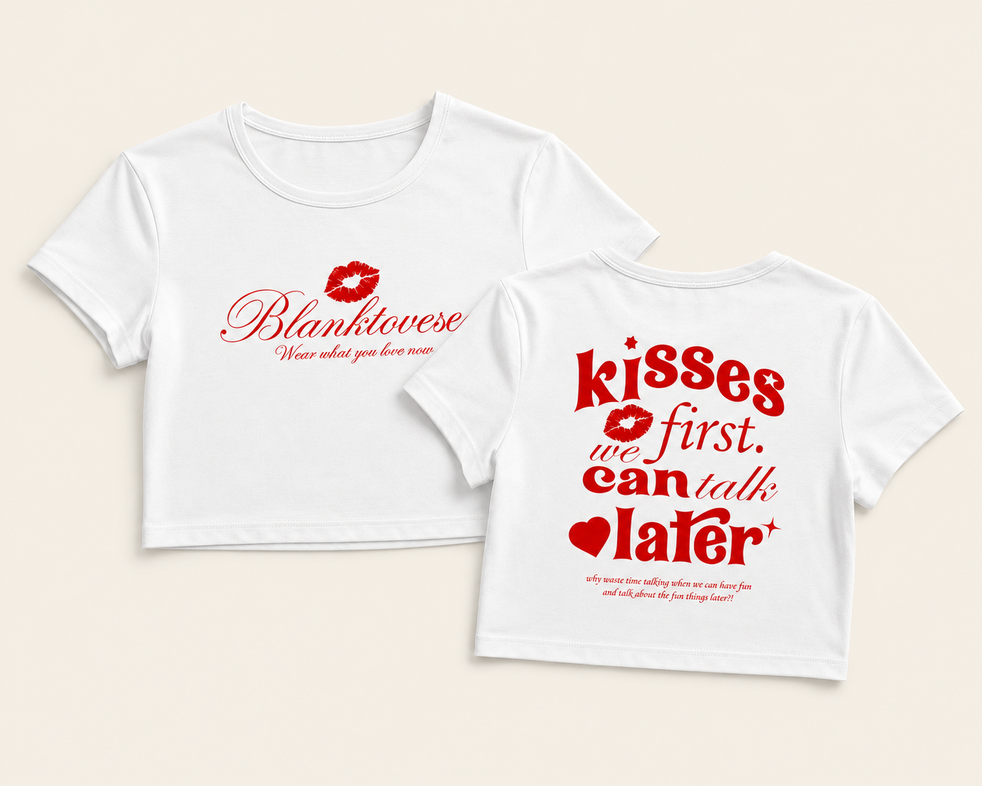 Kisses First, We Can Talk Later Baby Crop Tee