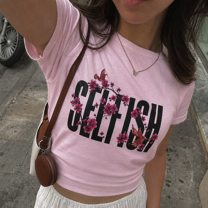 Selfish – Cherry Blossom Baby Crop Tee