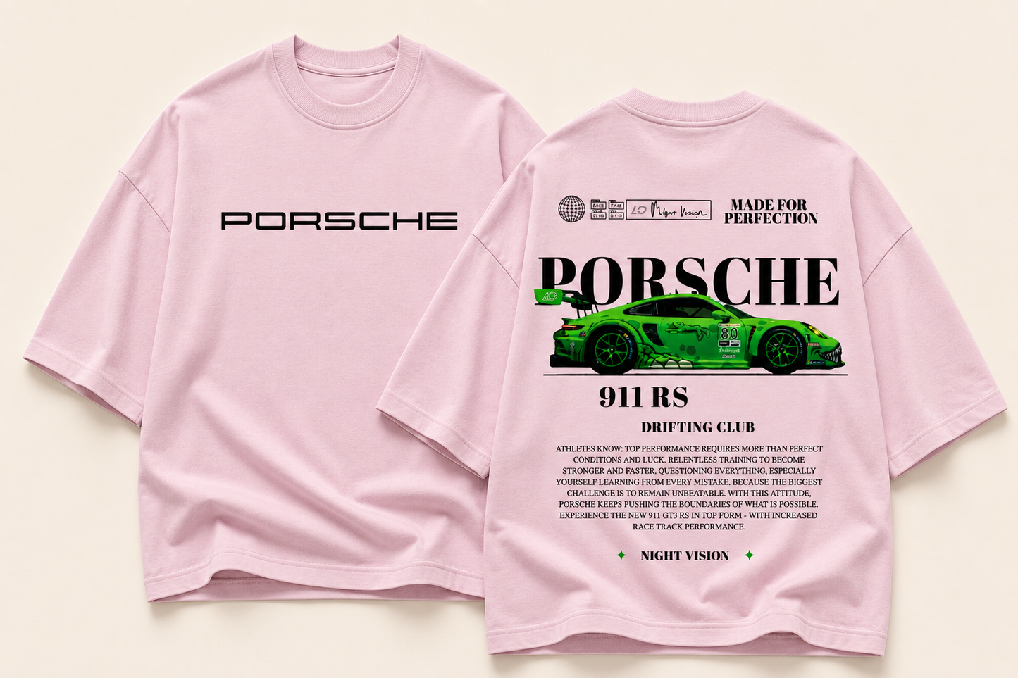 Porsche 911 RS Night Vision Oversized Graphic Tee