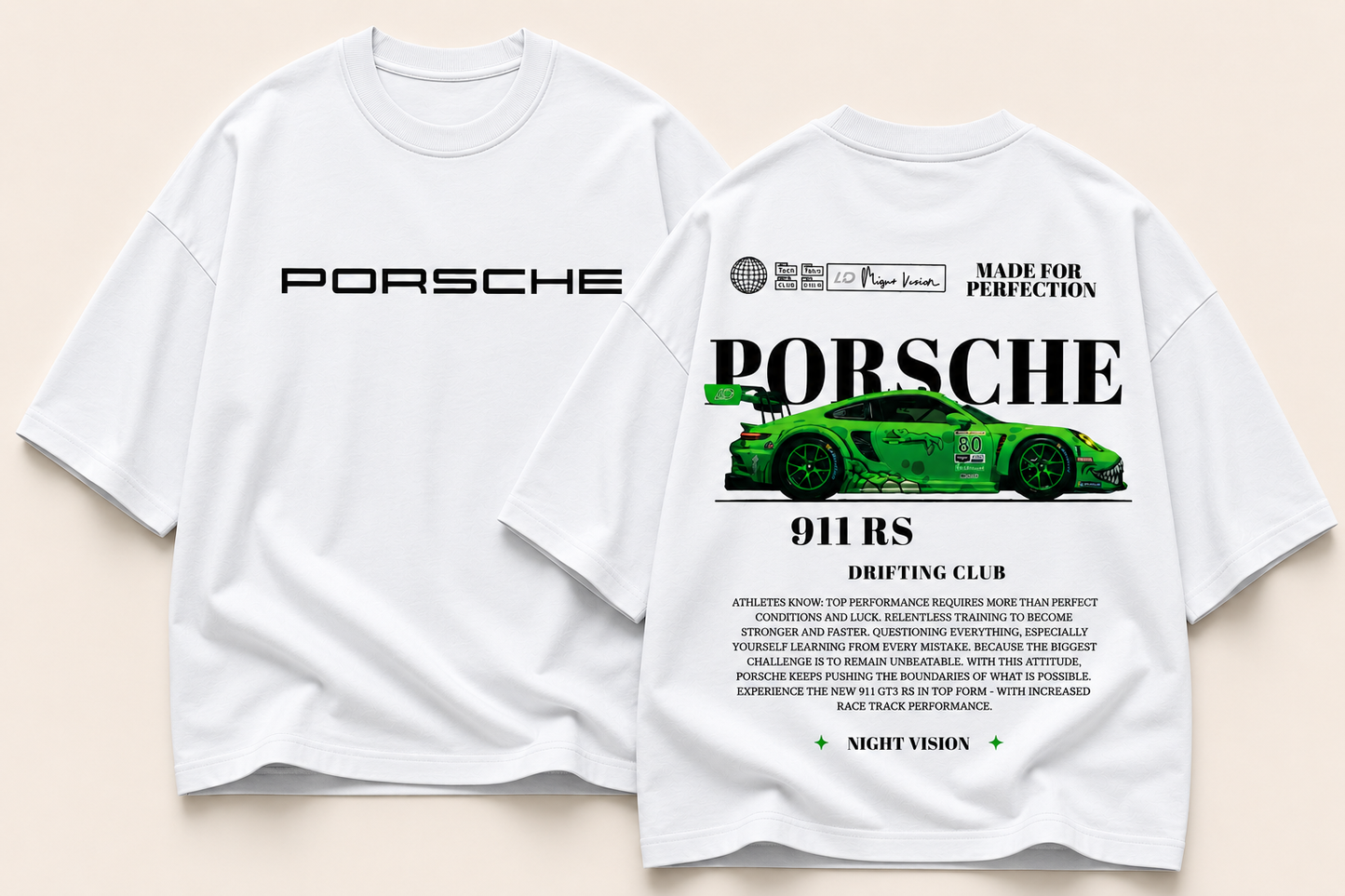 Porsche 911 RS Night Vision Oversized Graphic Tee
