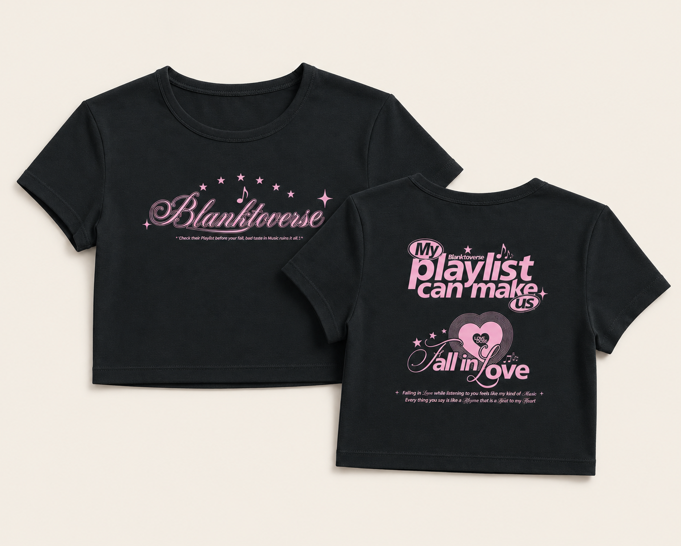 My Playlist Can Make Us Fall in Love Baby Crop Tee