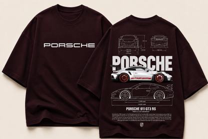 Porsche 911 GT3 RS Blueprint Oversized Graphic Tee