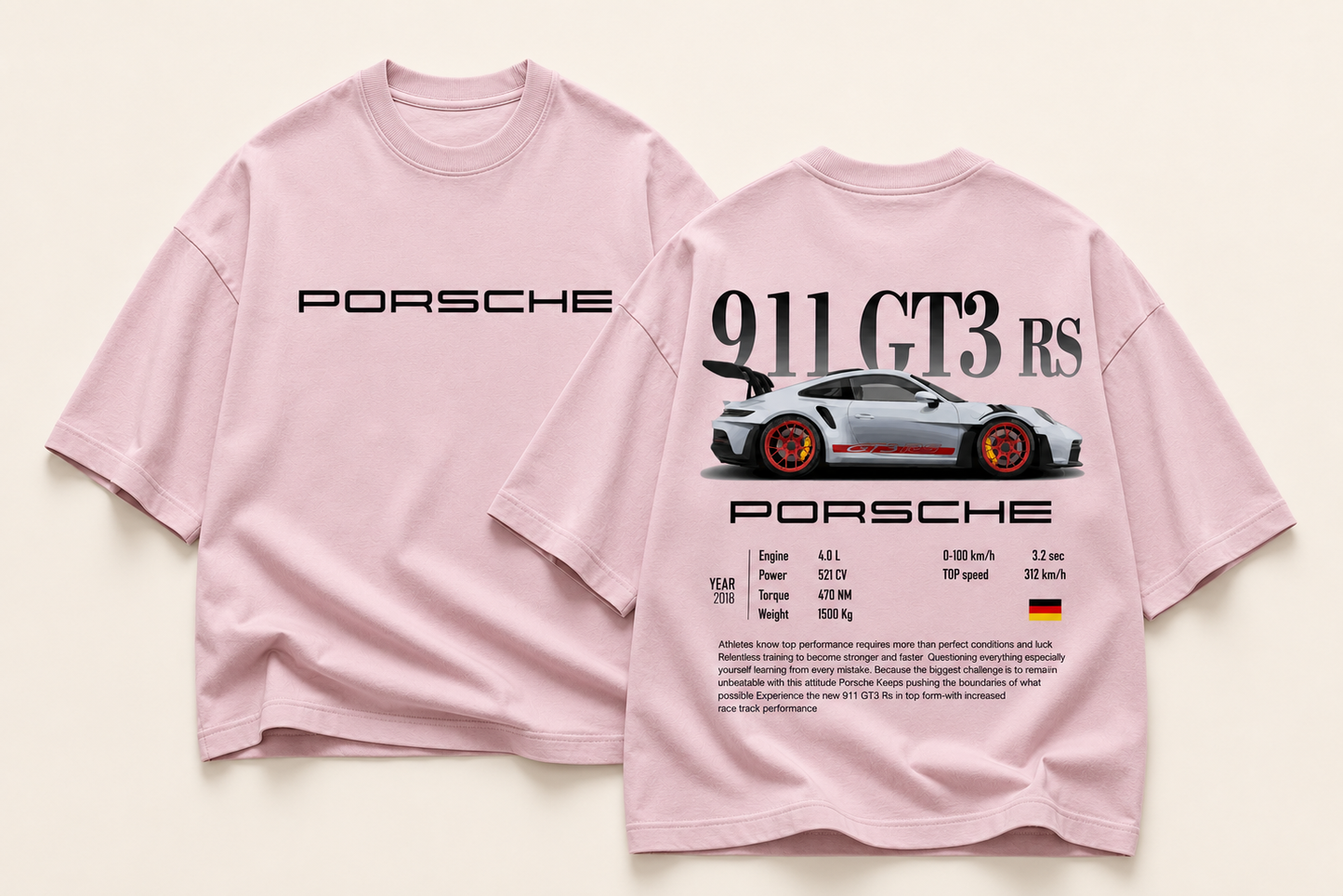 Porsche 911 GT3 RS Oversized Graphic Tee