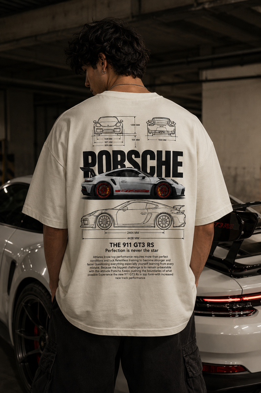Porsche 911 GT3 RS Perfection Blueprint Oversized Graphic Tee